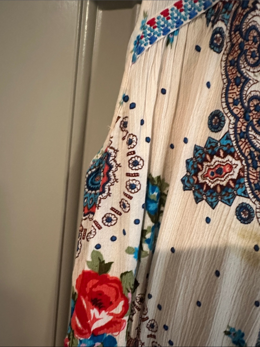 Bila Cream Tank with Blue and Red Floral Print - Picture 4 of 11